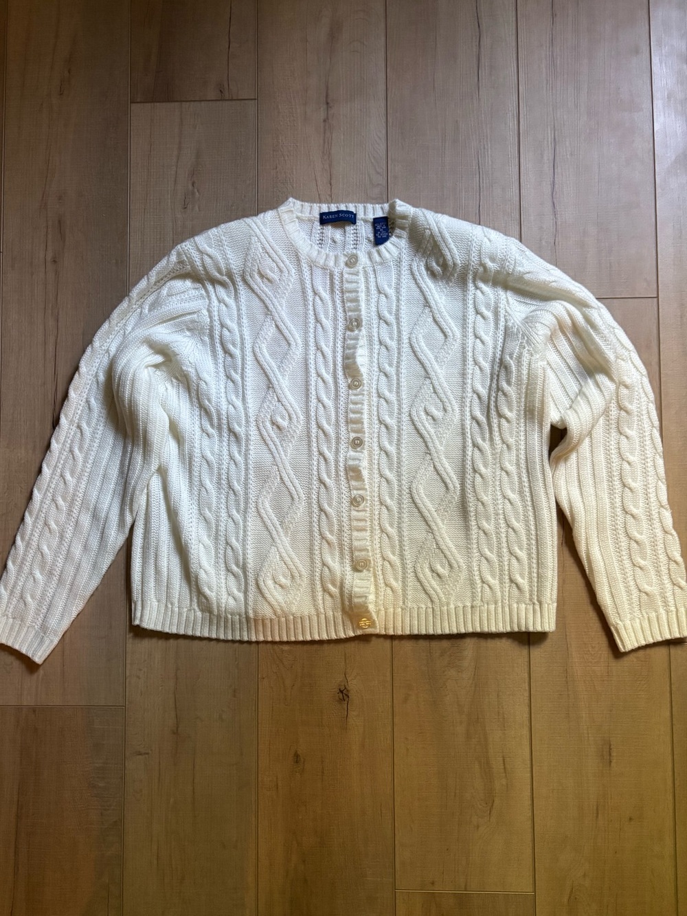 Karen Scott Vintage Cable Knit Cardigan